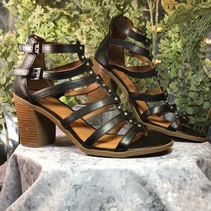 Mossimo Women’s 8.5 Black Banded Opened Up 3.25” Block Heel Zip-Up Sandals ☀️
